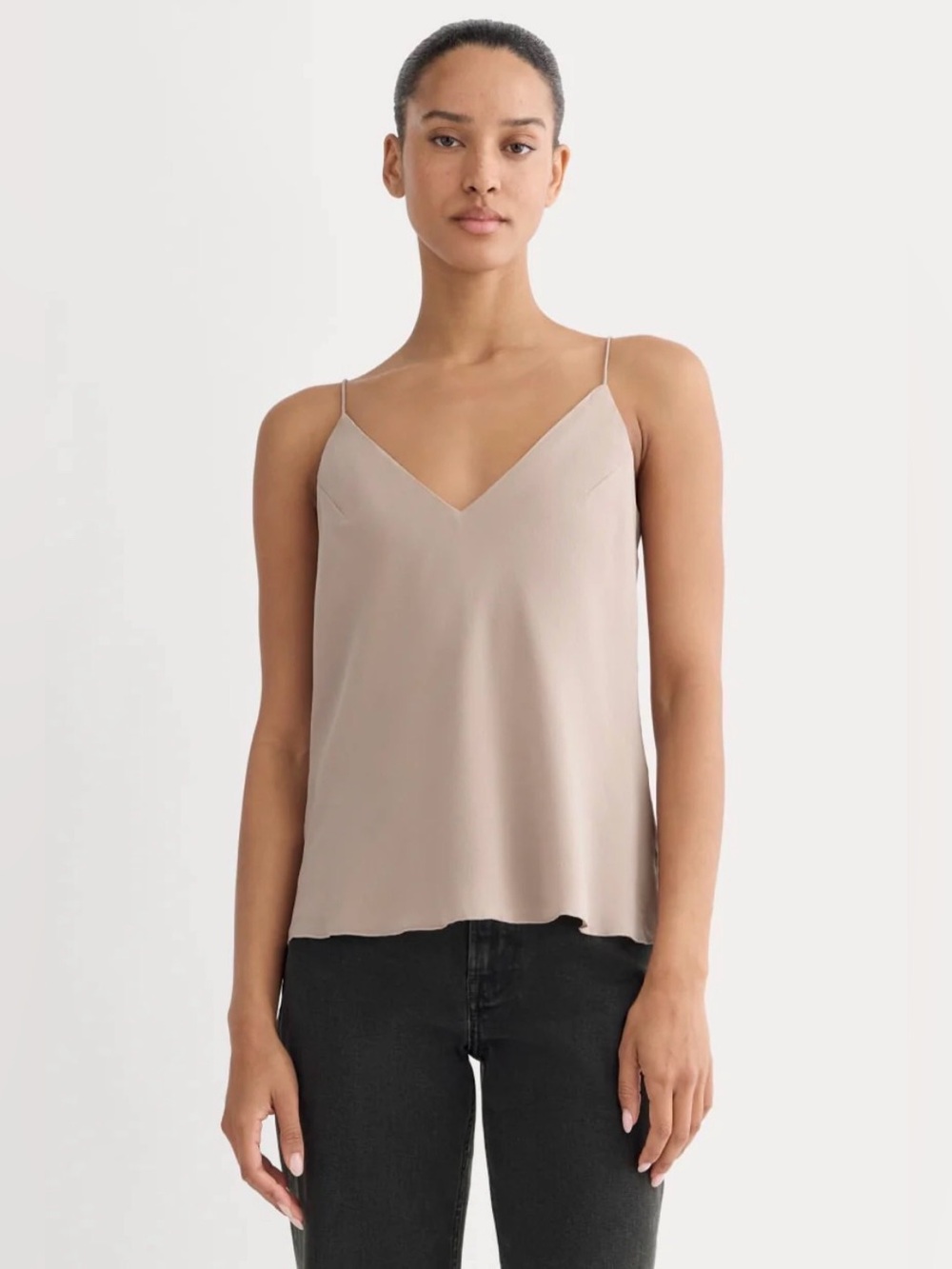 New Everlane THE TIE BACK CAMI IN WASHABLE SILK  Burnt Sugar Size 2